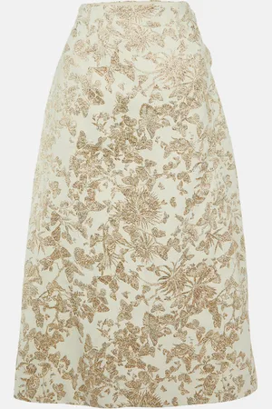 Dior Christian /Gold Brocade Midi Skirt M