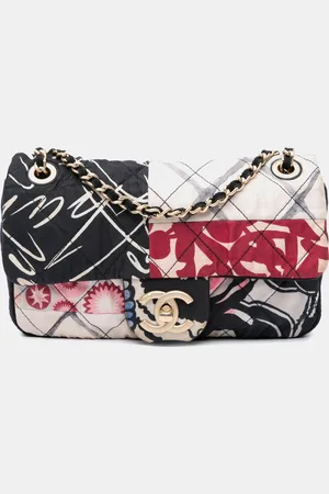 CHANEL Mini Rectangular Printed Nylon and Jersey Patchwork Single Flap