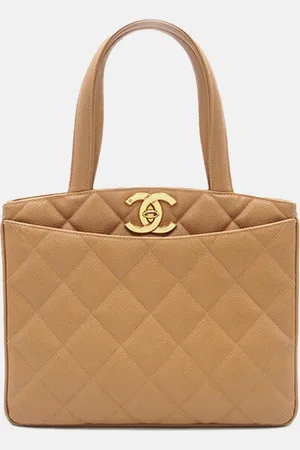 CHANEL CC Quilted Caviar Turnlock Handbag