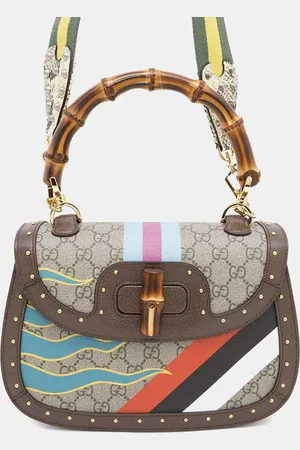 Gucci Multicolor PVC Leather GG Supreme Bamboo Top Handle Bag