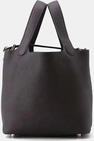 Hermès Noir Taurillon Clemence Picotin Lock PM Bucket Bag