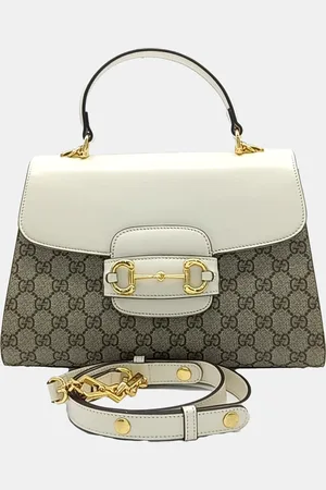 Gucci Cream Canvas and Leather Horsebit 1955 Tote and Shoulder Bag