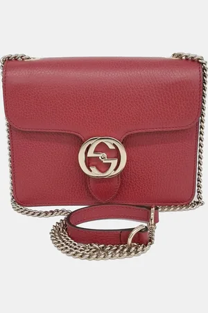 Gucci Leather Interlocking GG Crossbody Bag