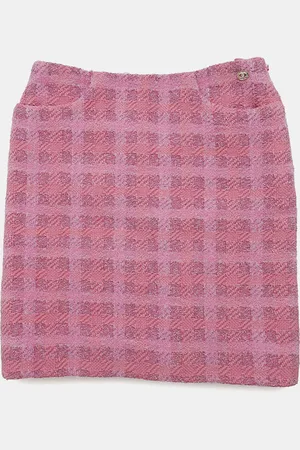 CHANEL Cotton Tweed Skirt Women Size 36