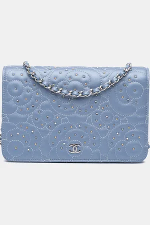 CHANEL Studded Lambskin Camellia Wallet On Chain