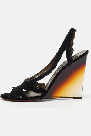 Lanvin Suede Slingback Wedge Sandals Size 40