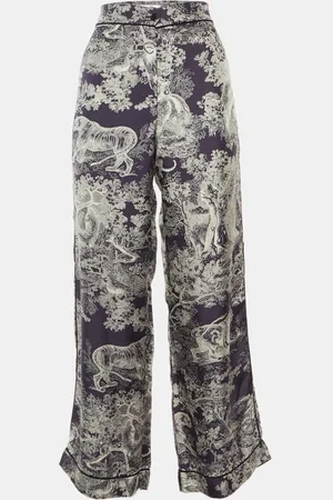 Dior Toile de Jouy Print Silk Pants M