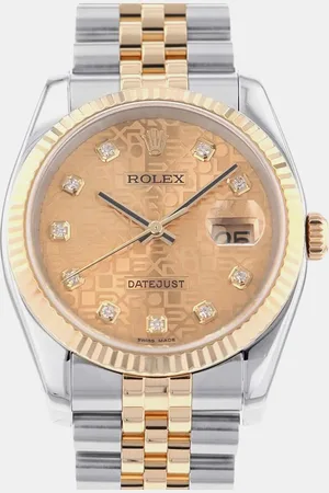 Rolex Champagne Diamond 18k Yellow Stainless Steel Datejust 116233G Automatic Men