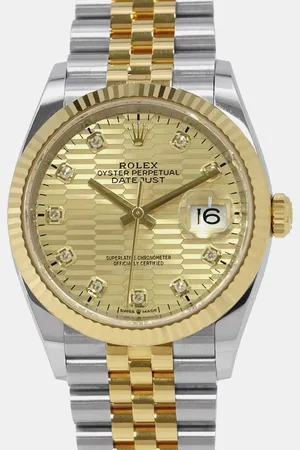 Rolex Fluted Diamond 18k Yellow Stainless Steel Datejust 126233 Automatic Men