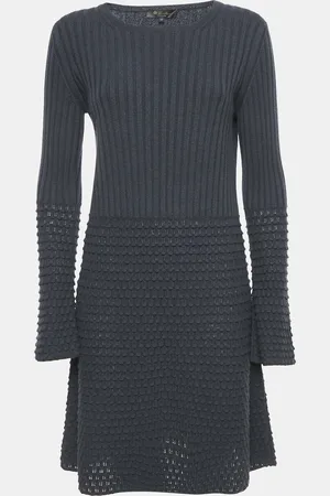 Loro Piana Cashmere Textured Rib Knit Short Dress L