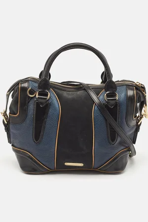 Burberry Tricolor Leather and Suede Alchester Top Handle Bag