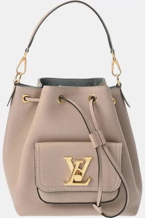 LOUIS VUITTON Grayish Tone Leather Lockme Bucket Shoulder Bag