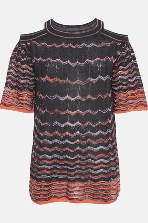 M Missoni Chevron Pattern Knit Cold Shoulder Top S