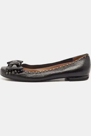 Prada Leather Logo Bow Ballet Flats Size 38