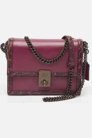 Coach Leather and Snakeskin Trim Hutton Shoulder Bag