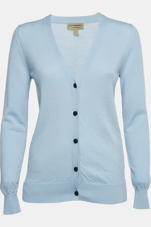 Burberry Merino Wool Patch Detail Button Front Cardigan S