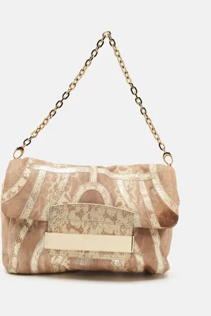 Jimmy Choo /Cream Lizard and Snakeskin Carolina Chain Shoulder Bag