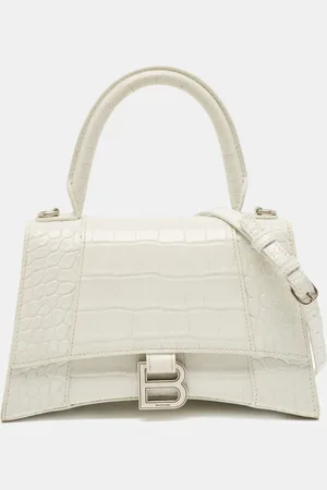 Balenciaga Croc Embossed Leather Small Hourglass Top Handle Bag