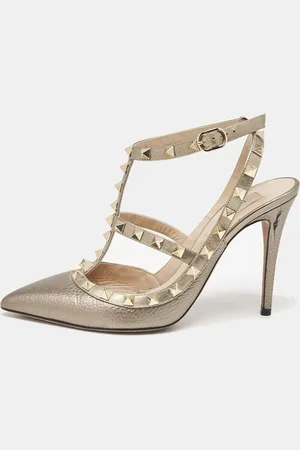 VALENTINO Leather Rockstud Caged Pumps Size 37.5