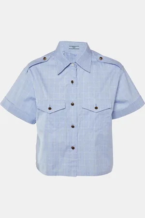 Prada Prince Of Wales Cotton Crop Shirt M
