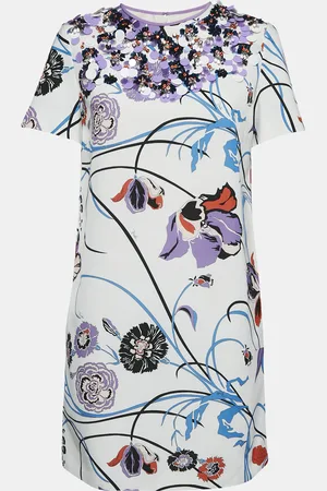Emilio Pucci Floral Cotton Blend Embellished Mini Dress M
