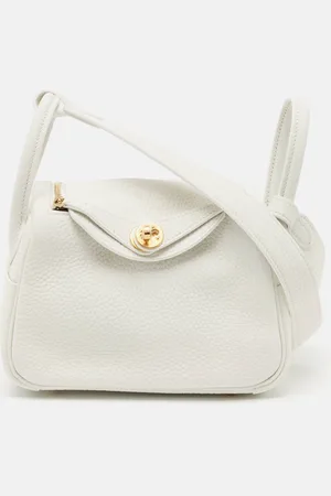Hermès Hermès Blanc Taurillon Clemence Leather Gold Finish Mini Lindy Bag