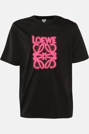 Loewe Neon Anagram Embroidered Cotton Crew Neck T-Shirt L