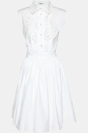 Miu Miu Cotton Lace Details Midi Dress M