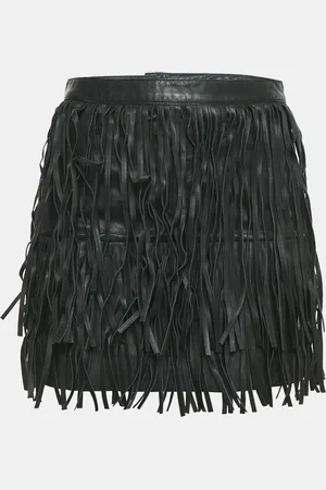 Zadig & Voltaire Leather Fringed Mini Skirt S