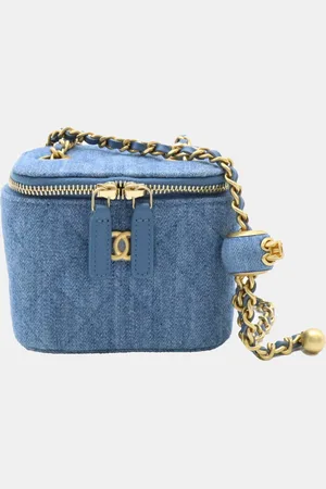 CHANEL Denim Matelasse Small Vanity Coco Ball Chain Shoulder Bag