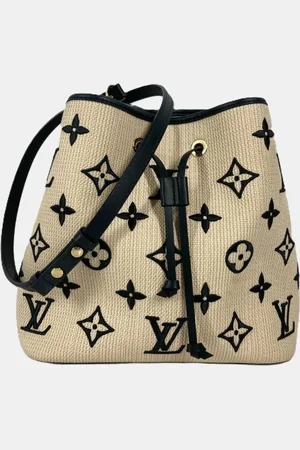 LOUIS VUITTON Black Cotton Monogram By the Pool Neonoe MM Drawstring Shoulder Bag