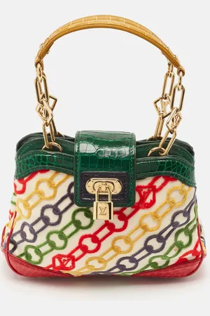 LOUIS VUITTON Fabric and Alligator Mini Chains Linda Bag