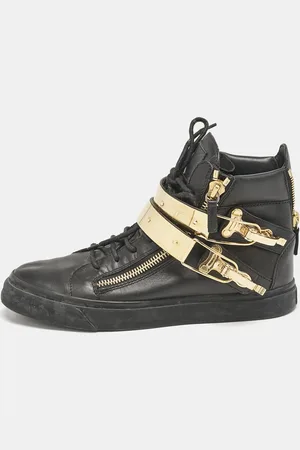 Giuseppe Zanotti Leather Double Metal Strap High-Top Sneakers Size 40