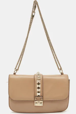 VALENTINO Leather Medium Glam Lock Shoulder Bag