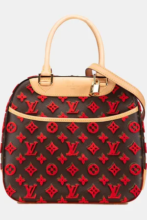 LOUIS VUITTON Red Monogram Tuffetage Deauville Cube