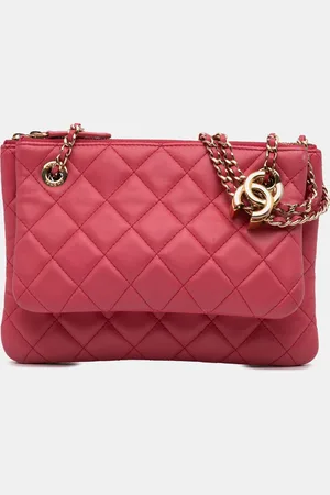 CHANEL Quilted Lambskin Double Case with Chain
