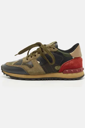 VALENTINO Leather and Suede Rockrunner Low Top Sneakers Size 37