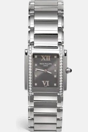 PATEK PHILIPPE Grey Stainless Steel Diamonds Twenty-4 4910/10A-010 Women