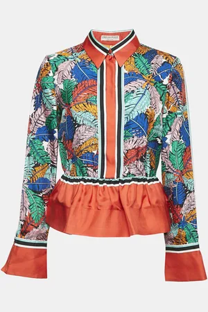 Emilio Pucci Tropical Print Silk Button Front M
