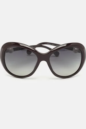 CHANEL Dark /Black Gradient CC Pearl Oversized Sunglasses