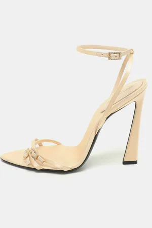 Saint Laurent Leather and Satin Gippy Ankle Strap Sandals Size 40