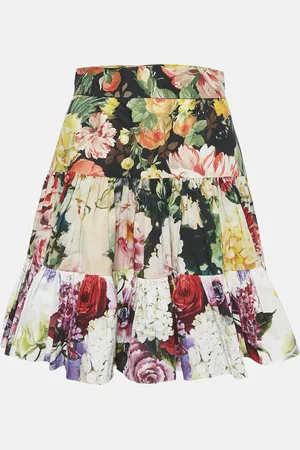 Dolce & Gabbana Floral Print Cotton Tiered Mini Skirt S