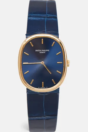 PATEK PHILIPPE 18K Yellow Gold Alligator Leather Ellipse 3848 Men