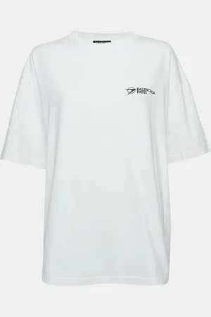 Balenciaga Logo Embroidery Cotton Crew Neck T-Shirt S