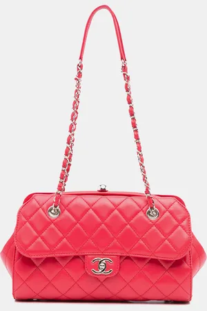 CHANEL CC Quilted Lambskin Kisslock Frame Flap Tote