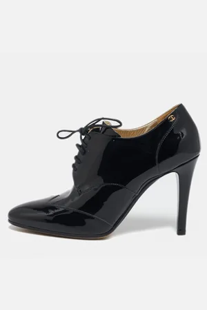 CHANEL Patent Leather CC Booties Size 39