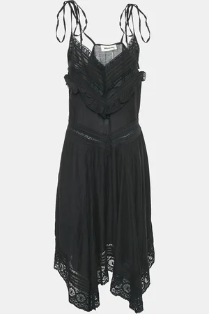 Zadig & Voltaire Lace Trim Rilli Cotton Asymmetric Midi Dress M