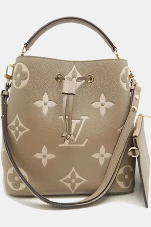 LOUIS VUITTON Tourterelle Creme Bicolor Leather Neonoe MM Shoulder Bag