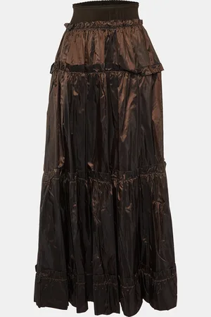 Roberto Cavalli Silk Tafetta Layered Maxi Skirt M