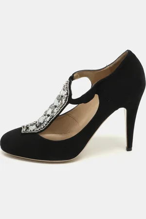 VALENTINO Suede Crystal Embellished Pumps Size 40